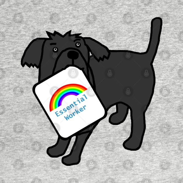 Dog with Essential Worker Rainbow Sign by ellenhenryart